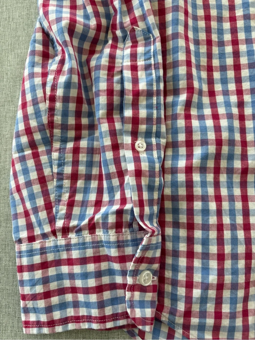 J. Crew Men's Red, Blue & White Gingham Button-Down Shirt